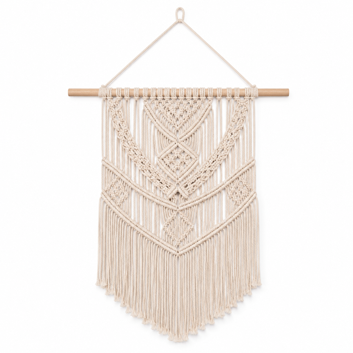Makramee-Wandbehang aus Baumwolle – 60 × 85 cm