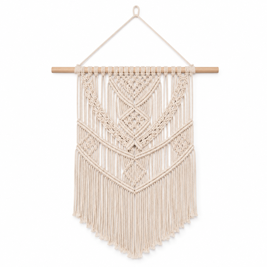 Makramee-Wandbehang aus Baumwolle – 60 × 85 cm