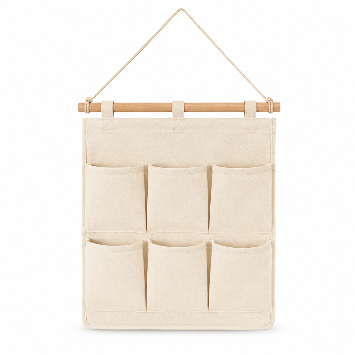Wandorganizer aus Baumwollcanvas mit 6 Taschen – 50 × 38 cm