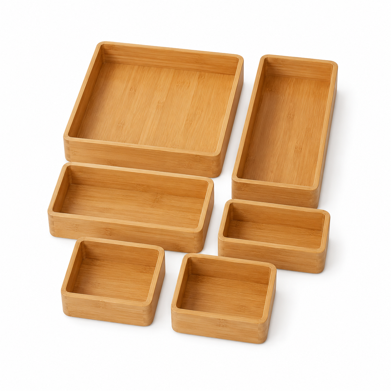 Bambus-Schubladenorganizer im 6er-Set