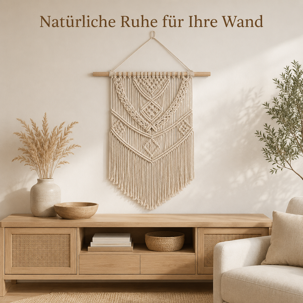 Makramee-Wandbehang aus Baumwolle – 60 × 85 cm