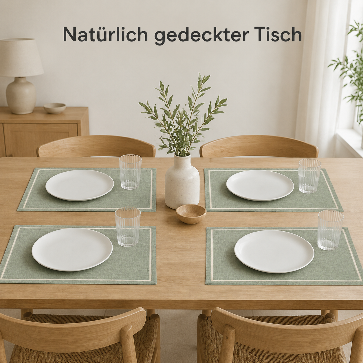 Tischsets in Salbeigrün im 4er-Set – 45 × 32 cm