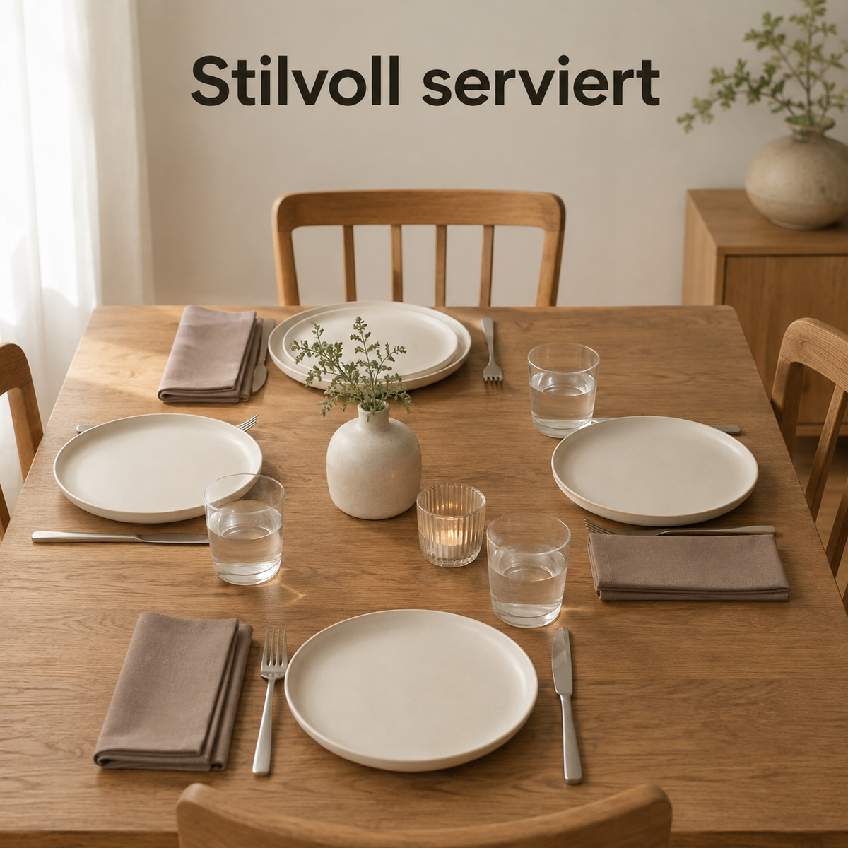 Stoffservietten in Taupe im 4er-Set – 40 × 40 cm