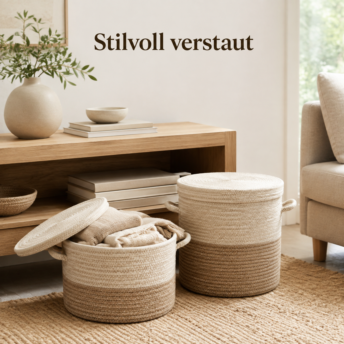Deko-Aufbewahrungskörbe mit Deckel im 2er-Set