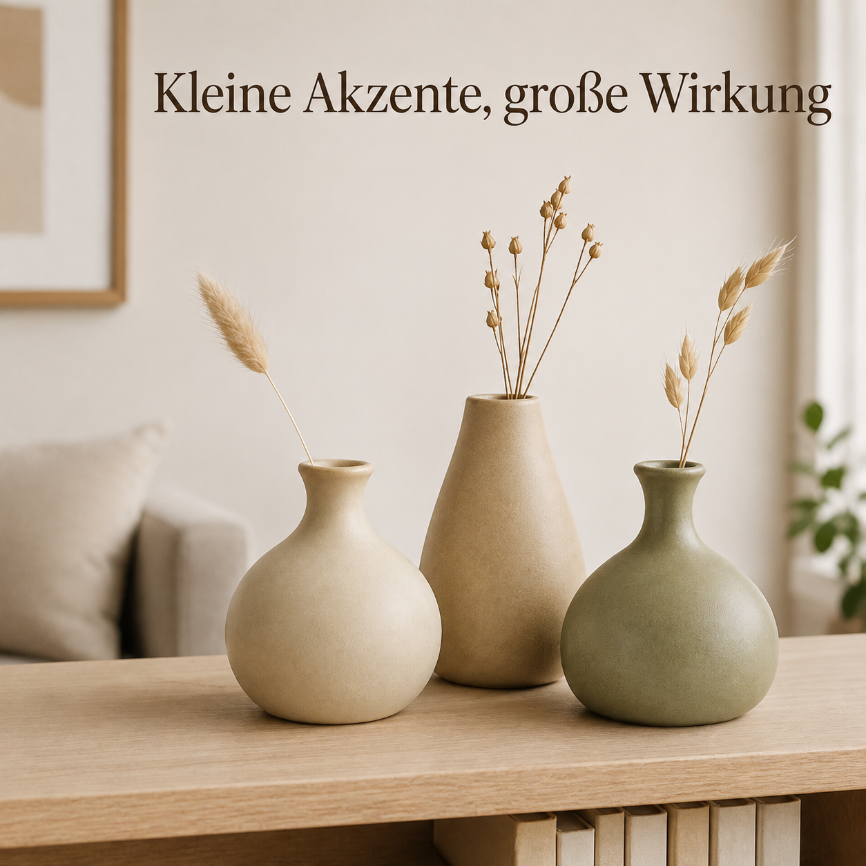 Keramik-Mini-Vasen in Naturtönen im 3er-Set