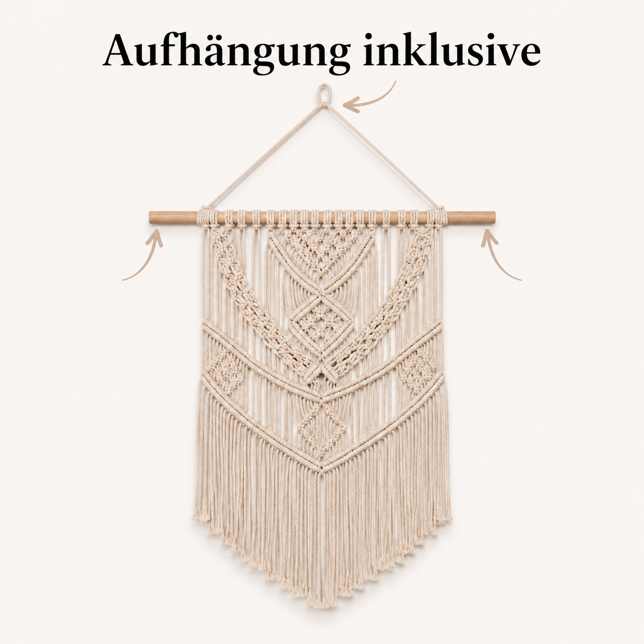 Makramee-Wandbehang aus Baumwolle – 60 × 85 cm