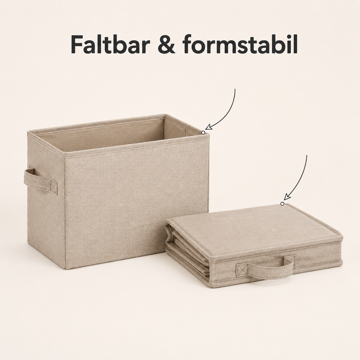 Faltbare Stoffkörbe im 2er-Set – 36 × 26 × 24 cm