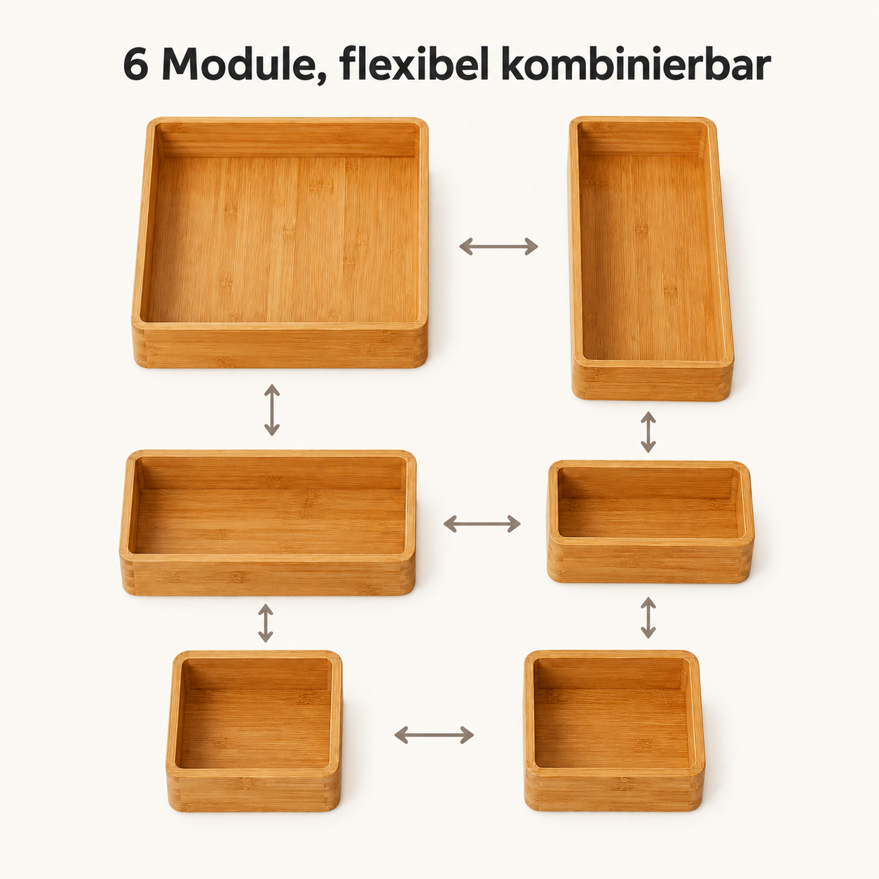 Bambus-Schubladenorganizer im 6er-Set