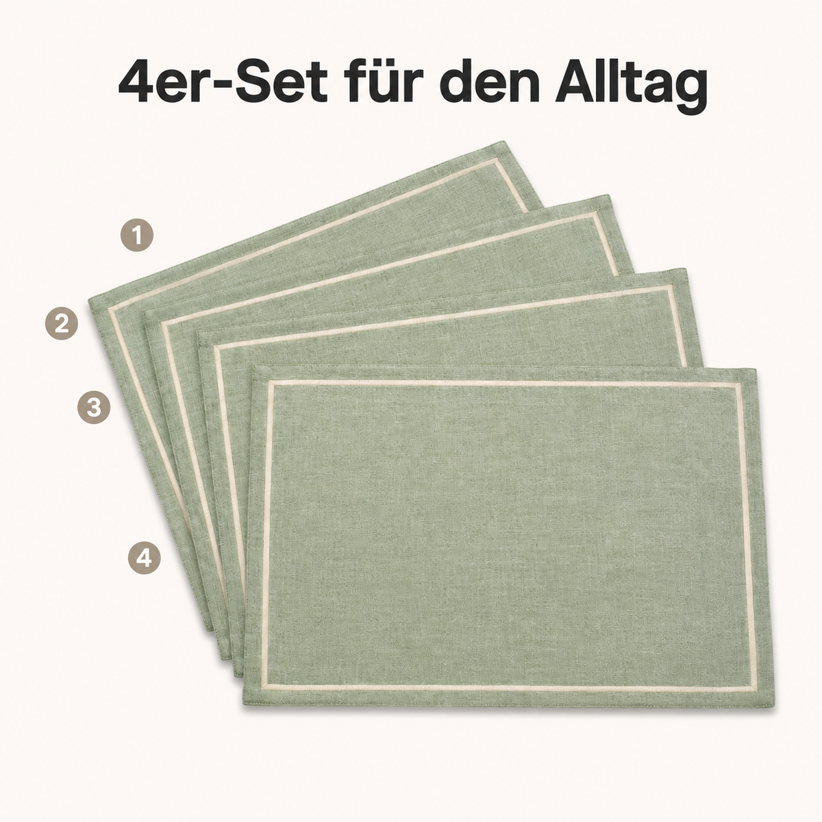 Tischsets in Salbeigrün im 4er-Set – 45 × 32 cm