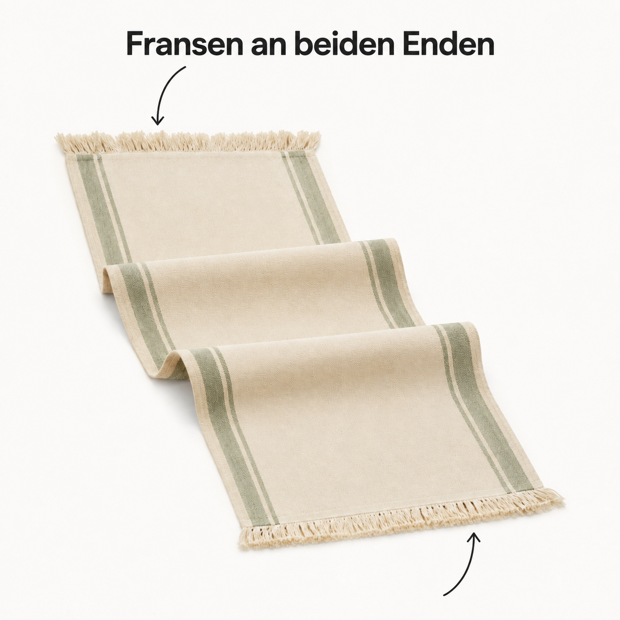 Tischläufer in Elfenbein und Salbeigrün – 180 × 35 cm