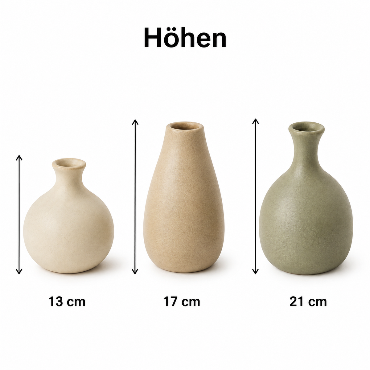 Keramik-Mini-Vasen in Naturtönen im 3er-Set