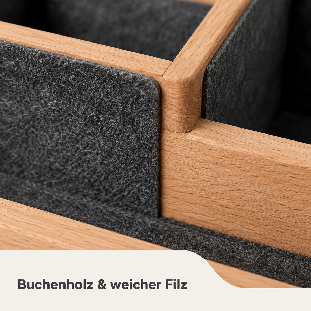 Schreibtisch-Organizer aus Buchenholz und Filz – 30 × 22 cm